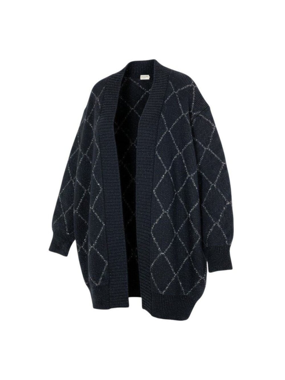 Saint Laurent Ei 4 Sequin Argyle Long Cardigan Black